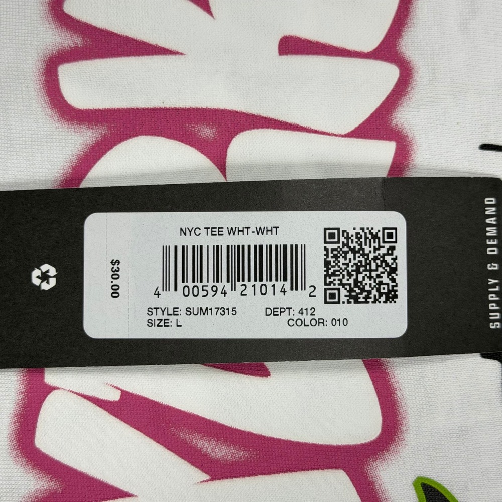 Supply & Demand NYC Tee White Statue of Liberty Graphic T-Shirt Mens L SUM17315 - Picture 4 of 8